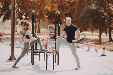 man and woman in park