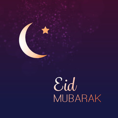 Eid Mubarak - Moon in the Sky - Greeting Card Design for Muslim Community Festival