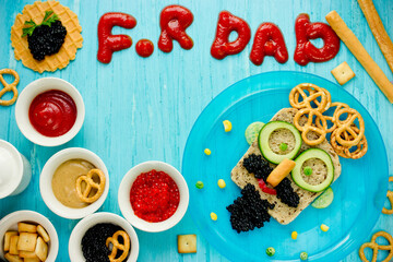 Funny man face sandwich