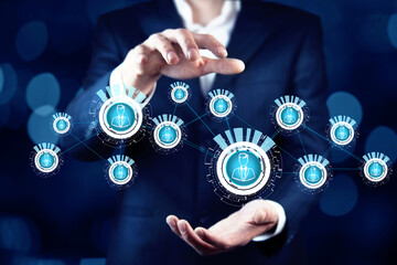 usinessman hand holding social network