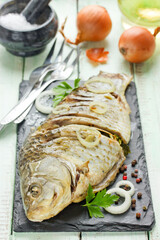Whole roasted carp