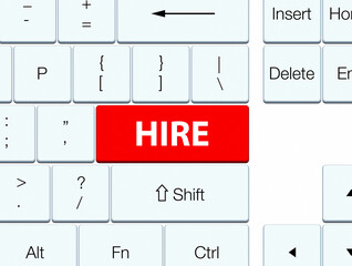 Hire red keyboard button