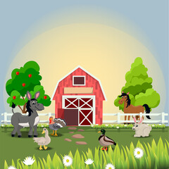 happy and cheerful farm animals