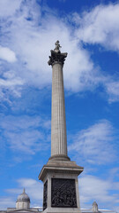 Fototapeta premium Photo of iconic Nelson's column in Trafalgar square on a spring morning, London, United Kingdom