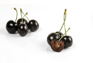 Fresh delicious dark red cherry fruits.