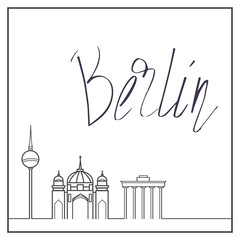 Berlin city golden architecture vector illustration, travel concept banner vector. in modern line style. for business and advertisement web sites. app and web design elements