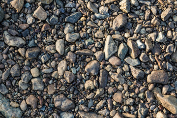 small grey beige white stones close-up texture, summer, beach