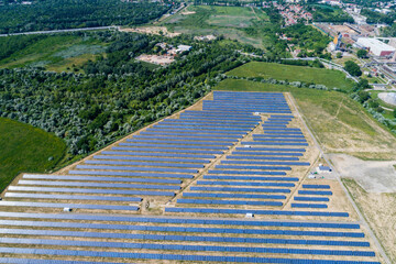 Aerial view to solar power plant