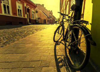 Fototapeta na wymiar Bike on street in the morning