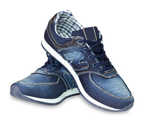 Men's jean pair shoes isolated.