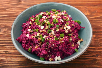 Traditional Beetroot Salad Vinegret Dressed with Mayonnaise