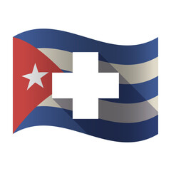 Isolated Cuba flag with a pharmacy sign