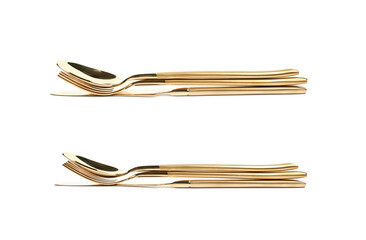 Knife, fork and spoon composition isolated