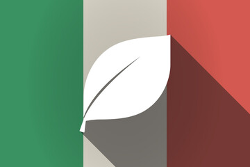 Long shadow  Italy flag with a leaf