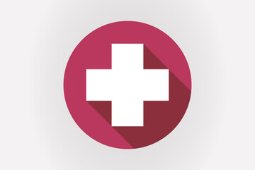 Long shadow Japan flag with a pharmacy sign