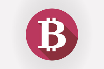 Obraz premium Long shadow Japan flag with a bit coin sign