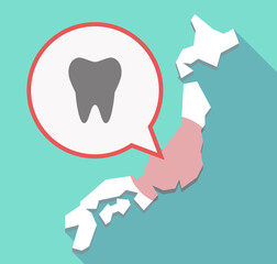 Long shadow Japan map with a tooth