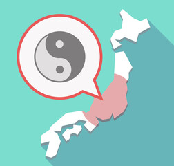 Long shadow Japan map with a ying yang