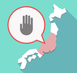 Long shadow Japan map with a hand