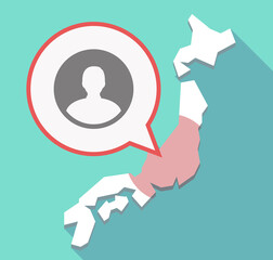 Long shadow Japan map with a male avatar