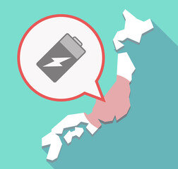 Long shadow Japan map with a battery