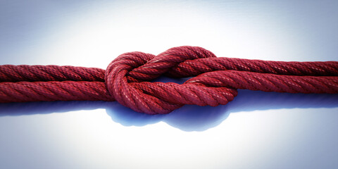 Kreuzknoten in Rot auf Metall