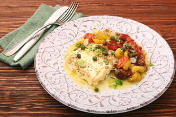 Baked feta cheese with cherry tomatoes