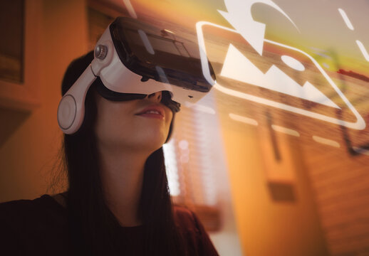 VR User Looking Up Mockup