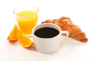 breakfast with coffee,croissant and orange juice