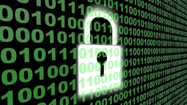 4k,Digital Padlock Cyber Security Concept,Binary source code,data digital display,future tech background.