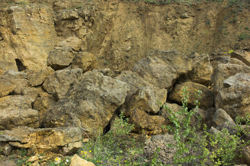 Dolomite rock in an old quarry as