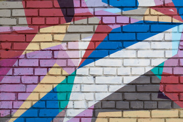 Rainbow colourful brick wall, abstraction, triangle (background)