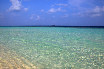 Blue Ocean seen from the beach of Ukulhas, Maldives