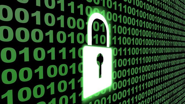 4k,Digital Padlock Cyber Security Concept,Binary source code,data digital display,future tech background.