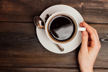 coffee, cup, spoon, drink, top view