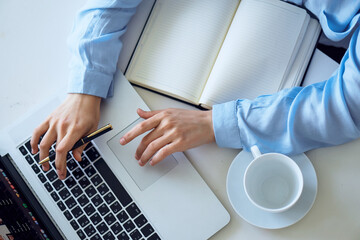 business objects, laptop, hands