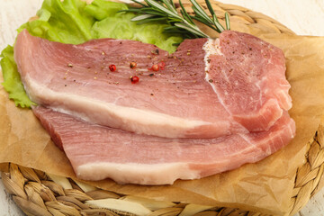 Raw pork steak