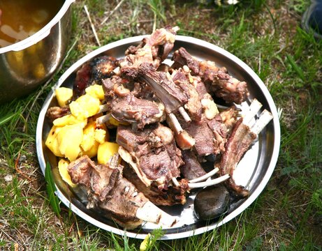 Mongolian Traditional Food  In Gorkhi-Terelj National Park At Ulaanbaatar , Mongolia