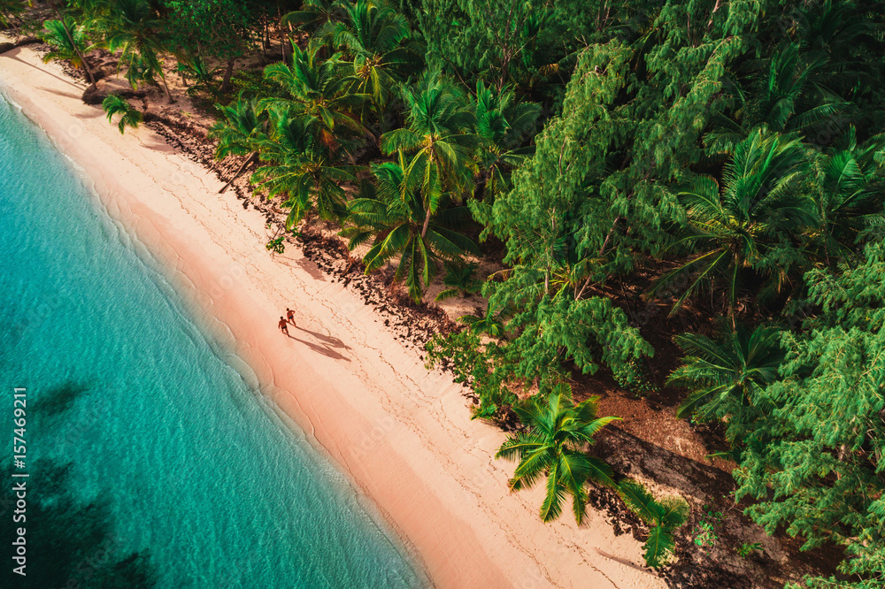 Poster aerial view of tropical beach, dominican republic