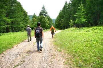 Obraz premium The man trekking in Gorkhi-Terelj National Park at Ulaanbaatar , Mongolia
