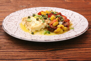 Baked feta cheese with cherry tomatoes