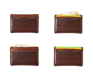 Leather card holder wallet isolated