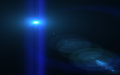Abstract blue digital lens flare in black background