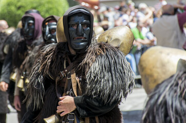 SASSARI, ITALY - May 21th, 2017 - Sardinian ride parade - Man dressed in Sardinian traditional...