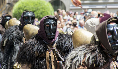 SASSARI, ITALY - May 21th, 2017 - Sardinian ride parade - Man dressed in Sardinian traditional...