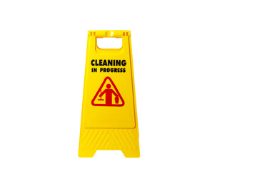 Janitorial cleaning in progress sign isolated