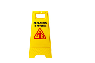 Janitorial cleaning in progress sign isolated