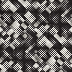 Modern Stylish Halftone Texture. Endless Abstract Background With Random Size Squares. Vector Seamless Squares Mosaic Pattern.