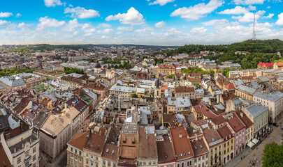 Naklejka na ściany i meble Aerial view of Lviv