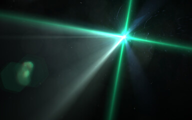 digital lens flare in black background horizontal frame warm..